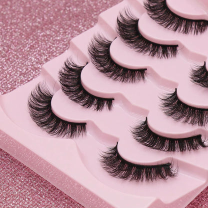 5 Pairs Cat Eye Lashes Faux Mink Eyelashes Winged End Eye Elongated Eyelashes Natural Long Manga Lashes Fake Lashes Makeup
