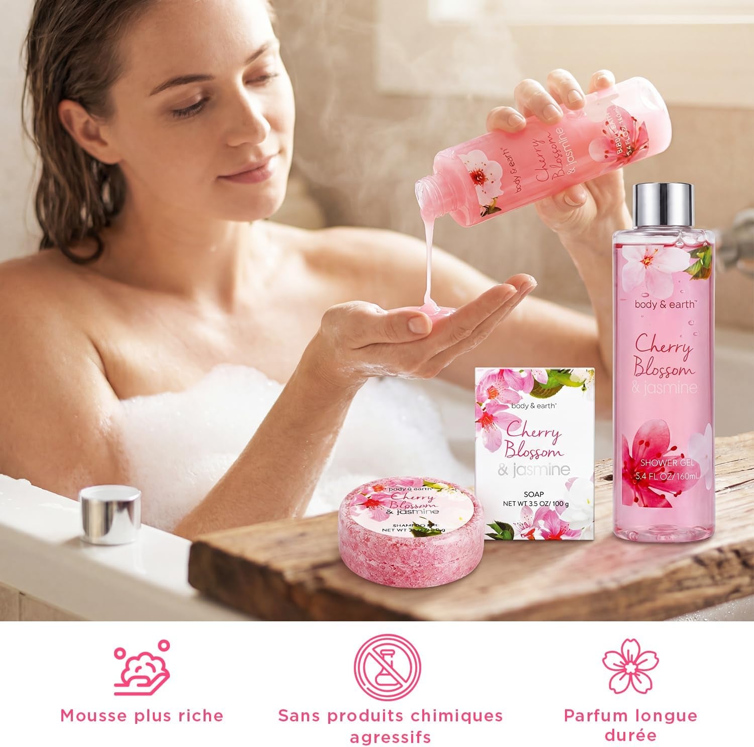 Coffret Soin - 8 Pièces Coffret Cadeau Femme | Cadeau D'Anniversaire Pour Femme Au Parfum De Cerisier En Fleur Et De Jasmin, Cadeau De Noël Pour La Famille Et Les Amis