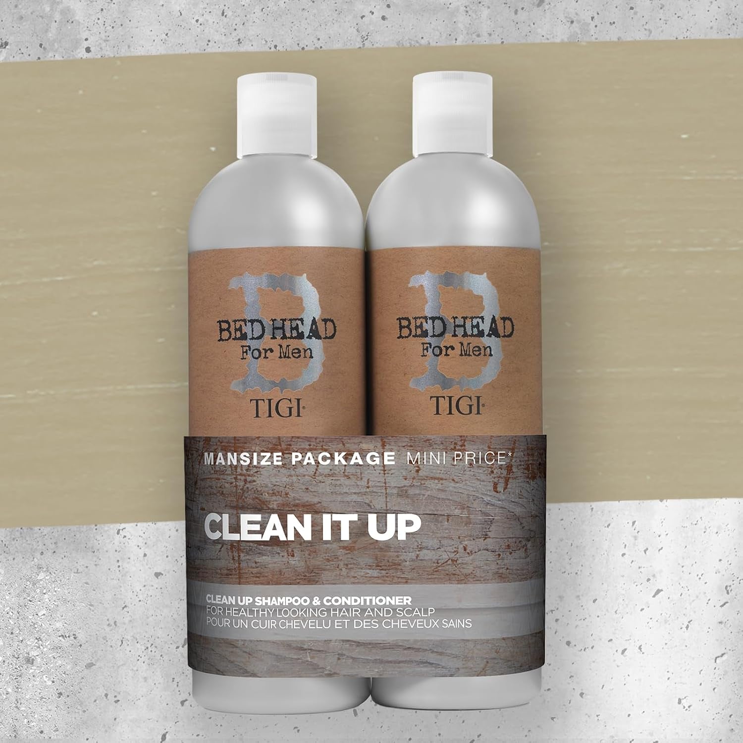 Bed Head for Men by  Clean up Shampoing & Après-Shampoing, 2X 750Ml | Soin Quotidien Qualité Salon, Traitement Hydratant Et Rafraîchissant Pour Le Cuir Chevelu À La Menthe Et Au Menthol