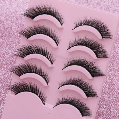 5 Pairs Cat Eye Lashes Faux Mink Eyelashes Winged End Eye Elongated Eyelashes Natural Long Manga Lashes Fake Lashes Makeup