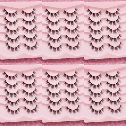 5 Pairs Cat Eye Lashes Faux Mink Eyelashes Winged End Eye Elongated Eyelashes Natural Long Manga Lashes Fake Lashes Makeup