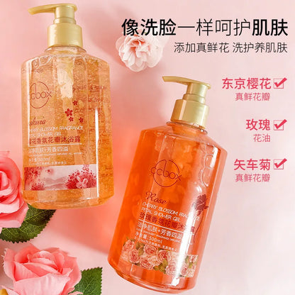 500Ml Petal Cherry Blossom Rose Fragrance Petal Body Wash Fragrance Lasting Fragrance Moisturizing Body Family Pack