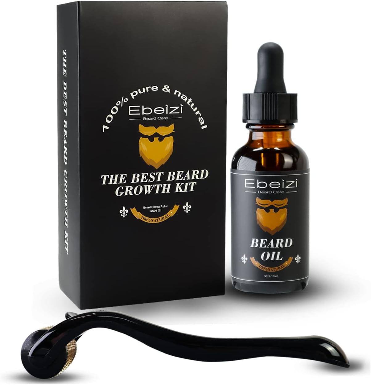 Kit De Croissance De Barbe  Avec Rouleau Dermique De 0,5 Mm Et Sérum De Croissance De Barbe De 30 Ml, Stimule La Croissance De La Barbe Chez Les Hommes