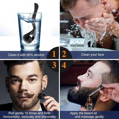 Kit De Croissance De Barbe  Avec Rouleau Dermique De 0,5 Mm Et Sérum De Croissance De Barbe De 30 Ml, Stimule La Croissance De La Barbe Chez Les Hommes