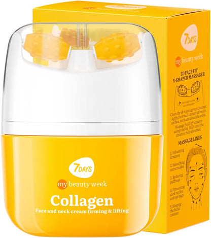 Crème Coréenne Anti-Âge Visage & Cou, Collagène, 40 Ml | Rouleau De Massage, Effet Liftant, Fermeté Et Élasticité, Action Lissante Et Repulpante, Double Menton