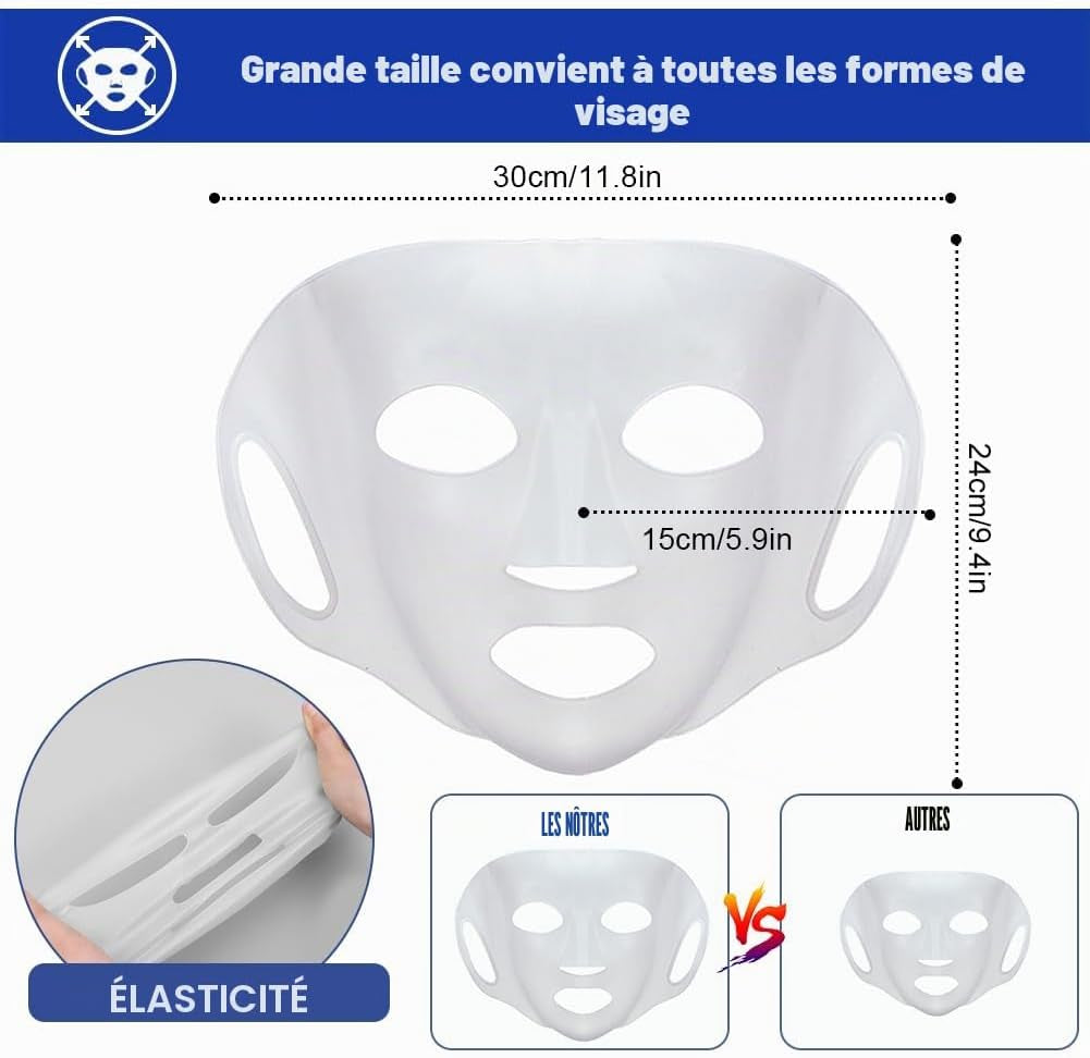 Couverture De Masque De Visage, Masque Facial De Silicone Pour Le Masques Silicone Visage Pour Les Hommes Et Les Femmes Réutilisable De Masque Pour Les Masques En Flocons