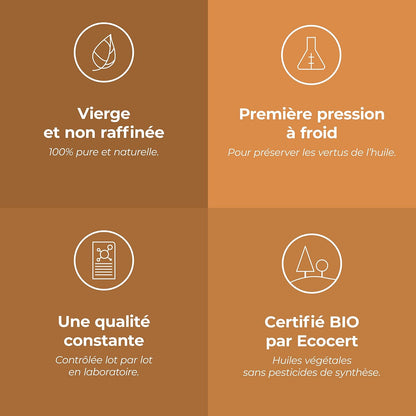 Ricin BIO (Ricinus Communis) - 100 Ml - Huile Végétale Vierge Et Certifiée Cosmos -  - Made in France