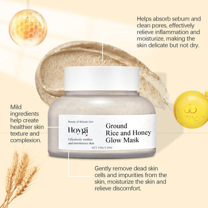 Honey Mask Blackhead Remover Shrink Pores Purified Skin Brightening Oil Control Rice Mud Mask for Face Skin Care Products