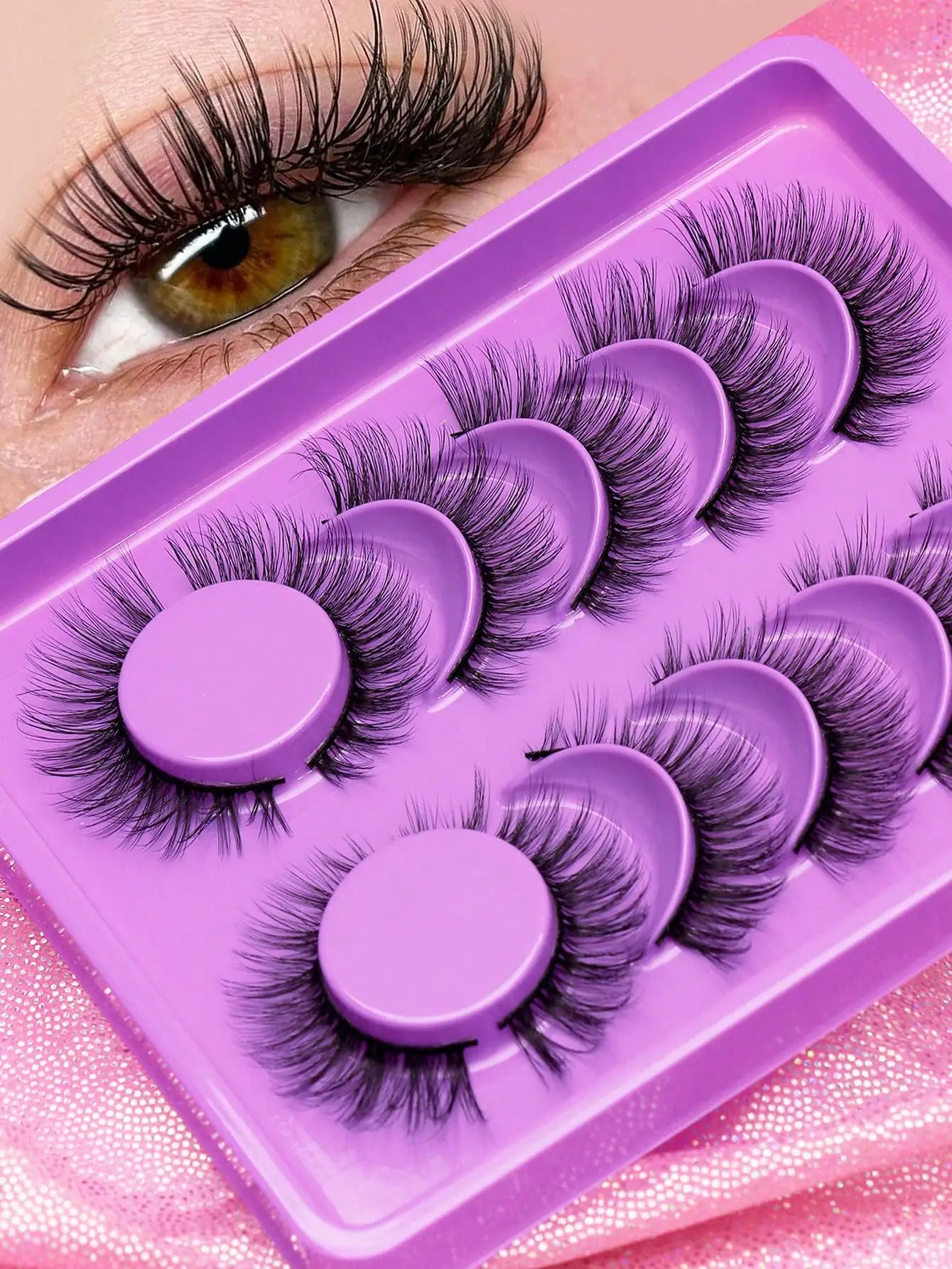 5 Pairs Cat Eye Lashes Faux Mink Eyelashes Winged End Eye Elongated Eyelashes Natural Long Manga Lashes Fake Lashes Makeup
