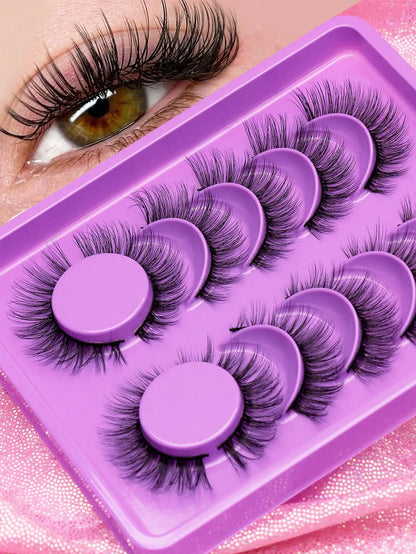 5 Pairs Cat Eye Lashes Faux Mink Eyelashes Winged End Eye Elongated Eyelashes Natural Long Manga Lashes Fake Lashes Makeup