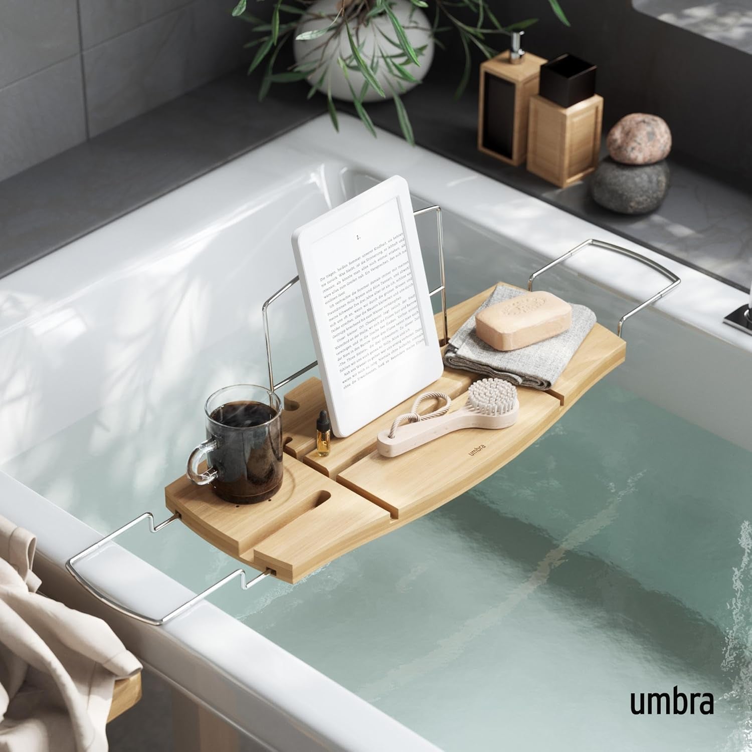 Aquala - Pont De Baignoire Extensible En Bambou, Naturel