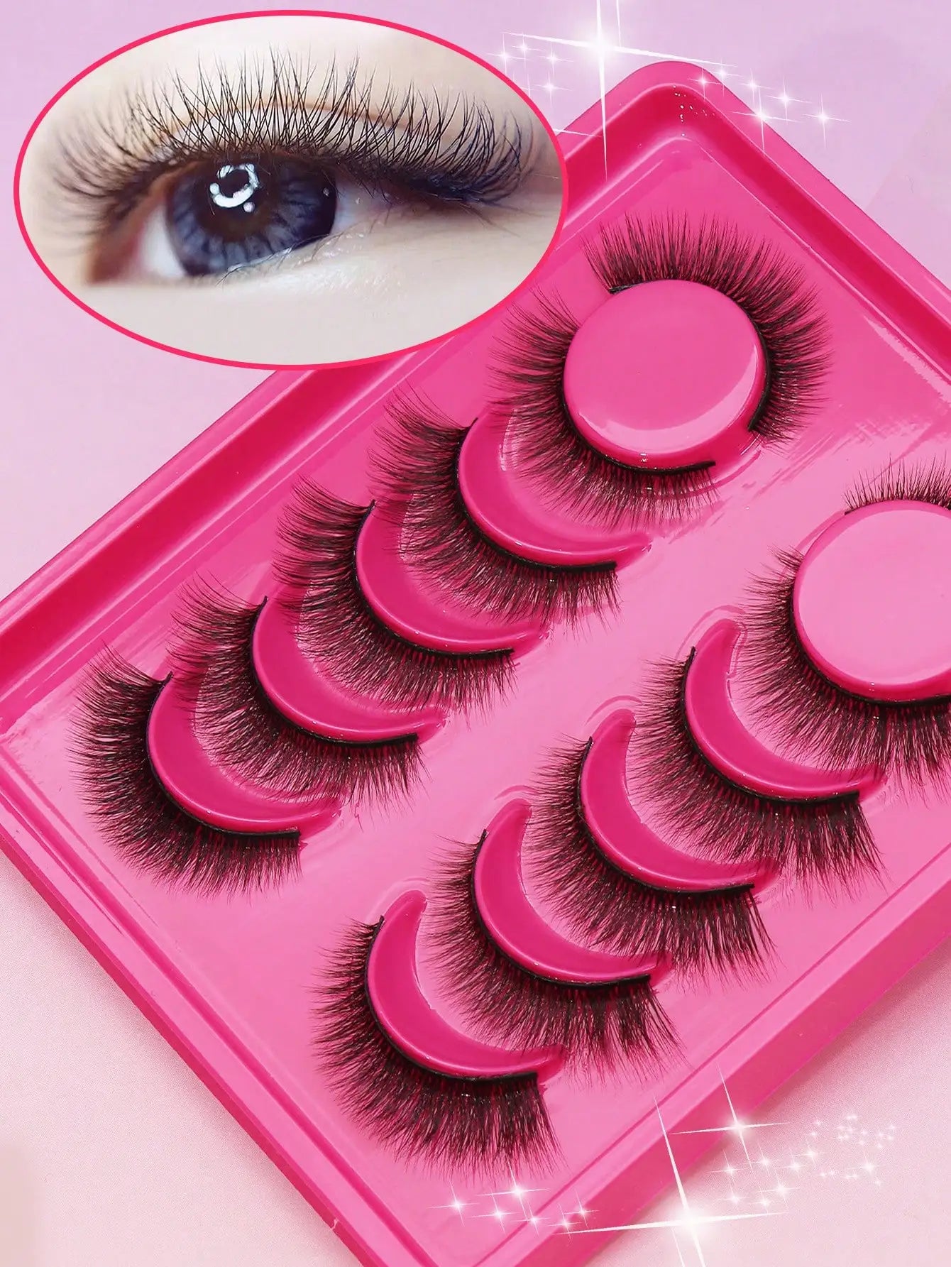 5 Pairs Cat Eye Lashes Faux Mink Eyelashes Winged End Eye Elongated Eyelashes Natural Long Manga Lashes Fake Lashes Makeup
