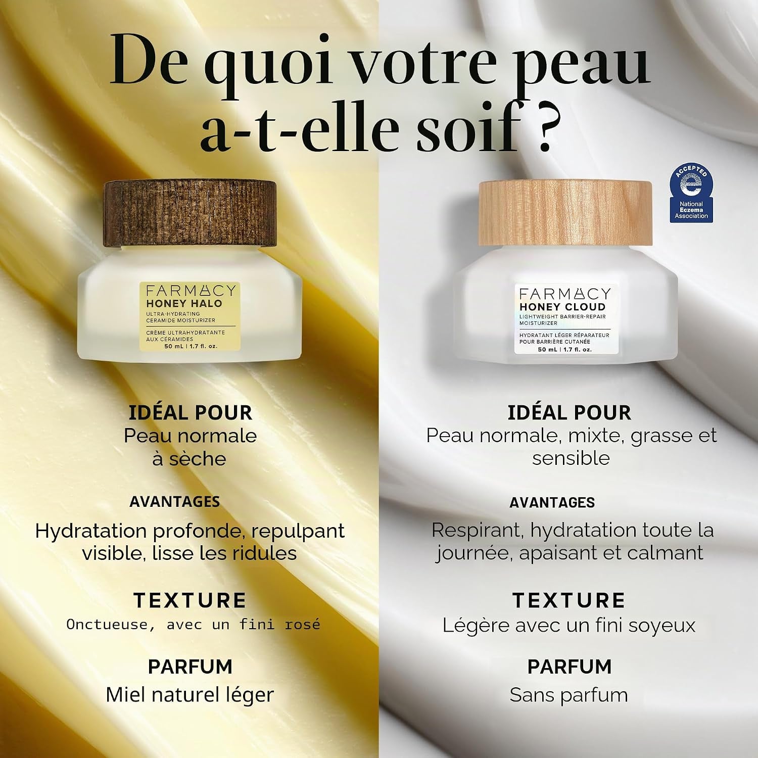 Crème Hydratante Pour Le Visage Honey Halo Ceramide - Lotion Hydratante Pour Le Visage Pour Peau Sèche (1,7 Once)