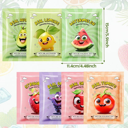 Masque Visage Au Fruit, Beauté De Masque Visage Tissu Hydratant, Coréen Masque De Réparation De La Peau, Vegan Masque De Visage Biologique, Hydratation Profonde, 7 Pieases