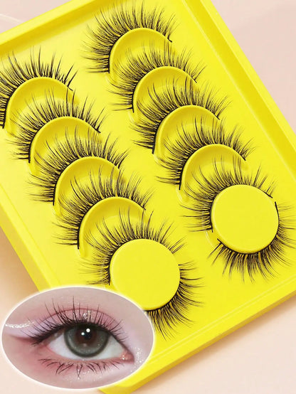 5 Pairs Cat Eye Lashes Faux Mink Eyelashes Winged End Eye Elongated Eyelashes Natural Long Manga Lashes Fake Lashes Makeup