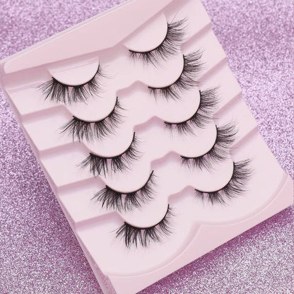 5 Pairs Cat Eye Lashes Faux Mink Eyelashes Winged End Eye Elongated Eyelashes Natural Long Manga Lashes Fake Lashes Makeup