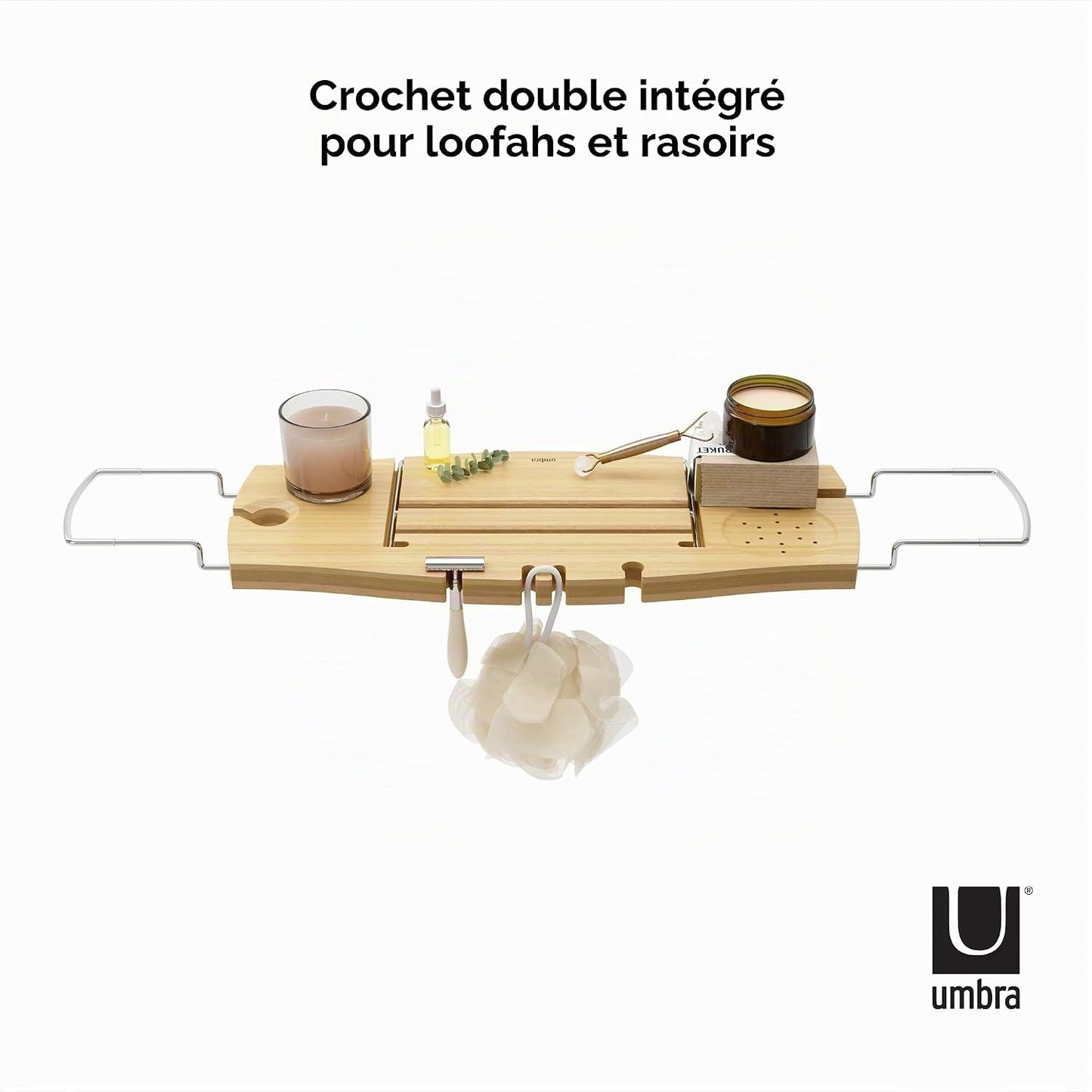 Aquala - Pont De Baignoire Extensible En Bambou, Naturel