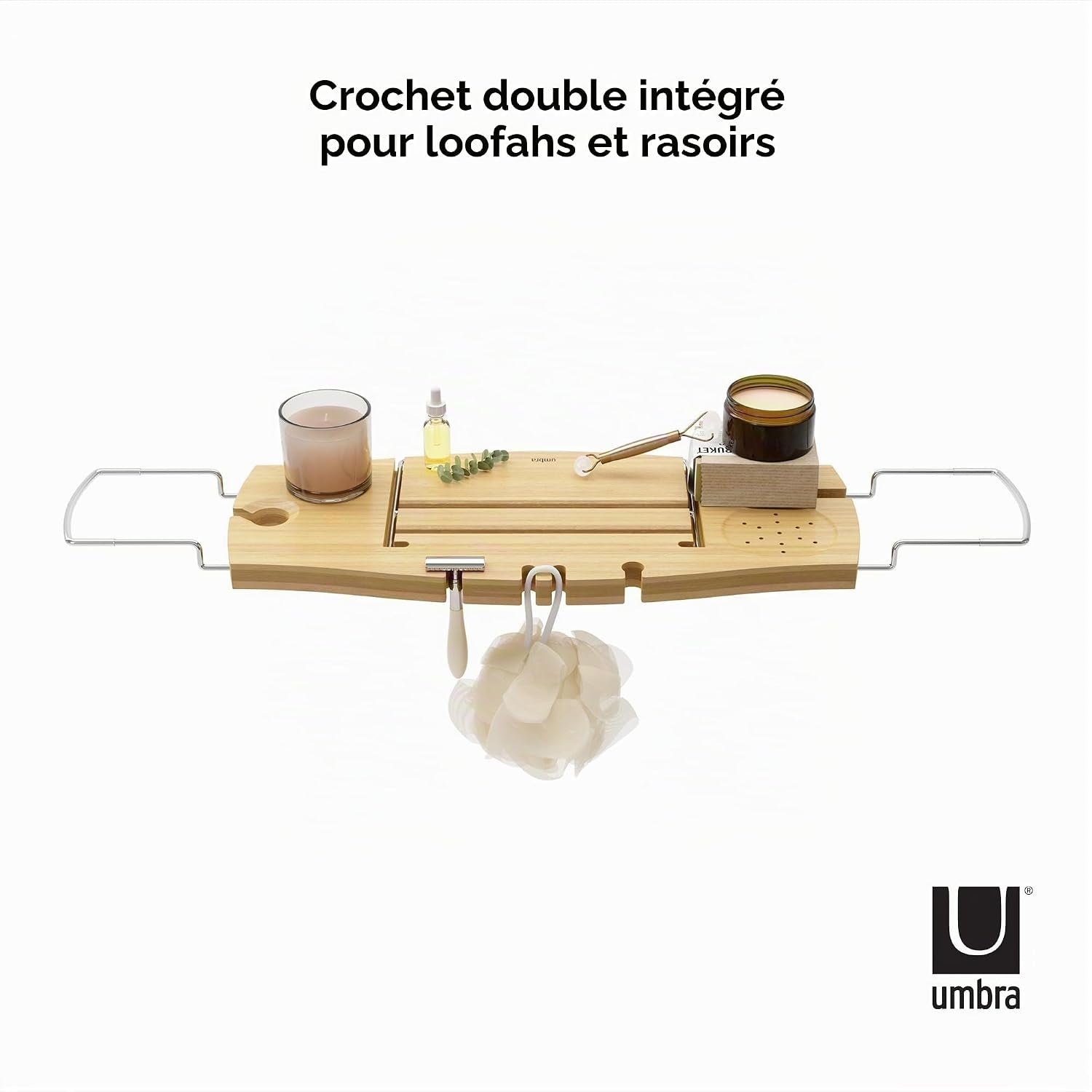 Aquala - Pont De Baignoire Extensible En Bambou, Naturel