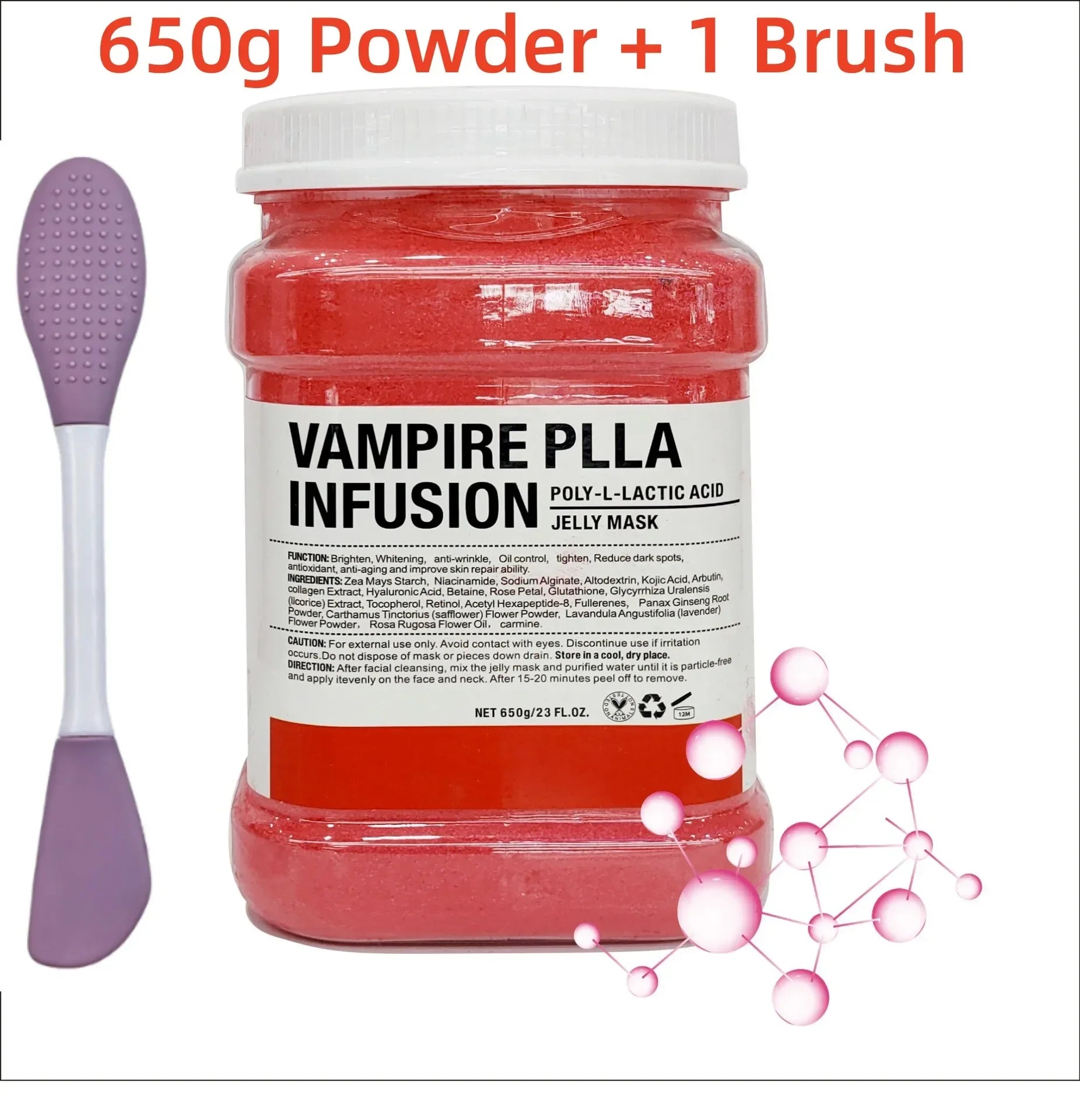 650G Chamomile Hyaluronic Acid Facial Moisturizing Mask Powder with Silicone Brush Increasing Skin Elasticity Rose Jelly Mask