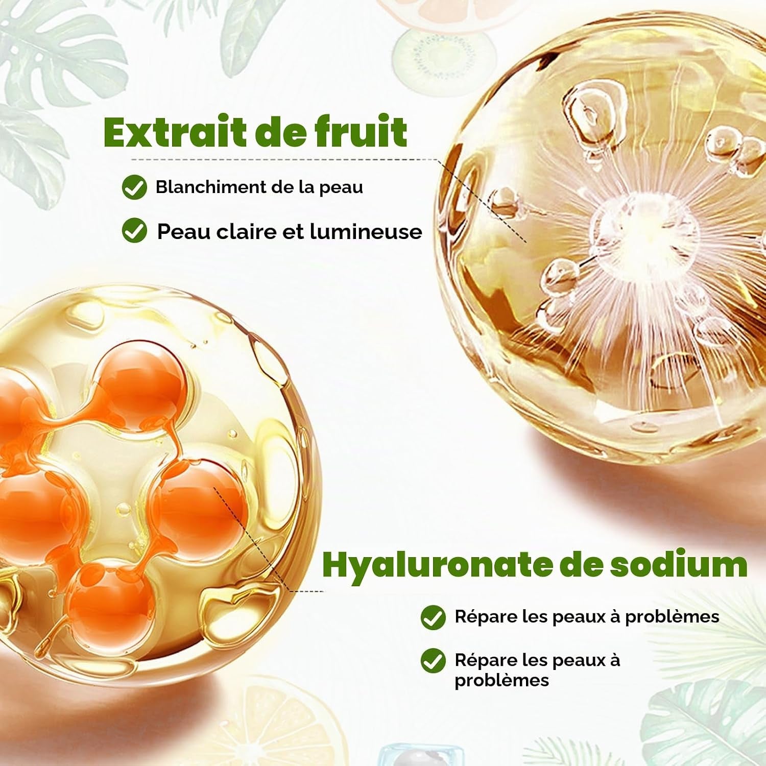 Masque Visage Au Fruit, Beauté De Masque Visage Tissu Hydratant, Coréen Masque De Réparation De La Peau, Vegan Masque De Visage Biologique, Hydratation Profonde, 7 Pieases