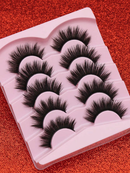 5 Pairs Cat Eye Lashes Faux Mink Eyelashes Winged End Eye Elongated Eyelashes Natural Long Manga Lashes Fake Lashes Makeup