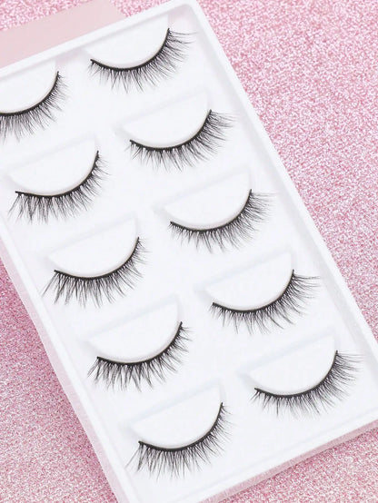 5 Pairs Cat Eye Lashes Faux Mink Eyelashes Winged End Eye Elongated Eyelashes Natural Long Manga Lashes Fake Lashes Makeup