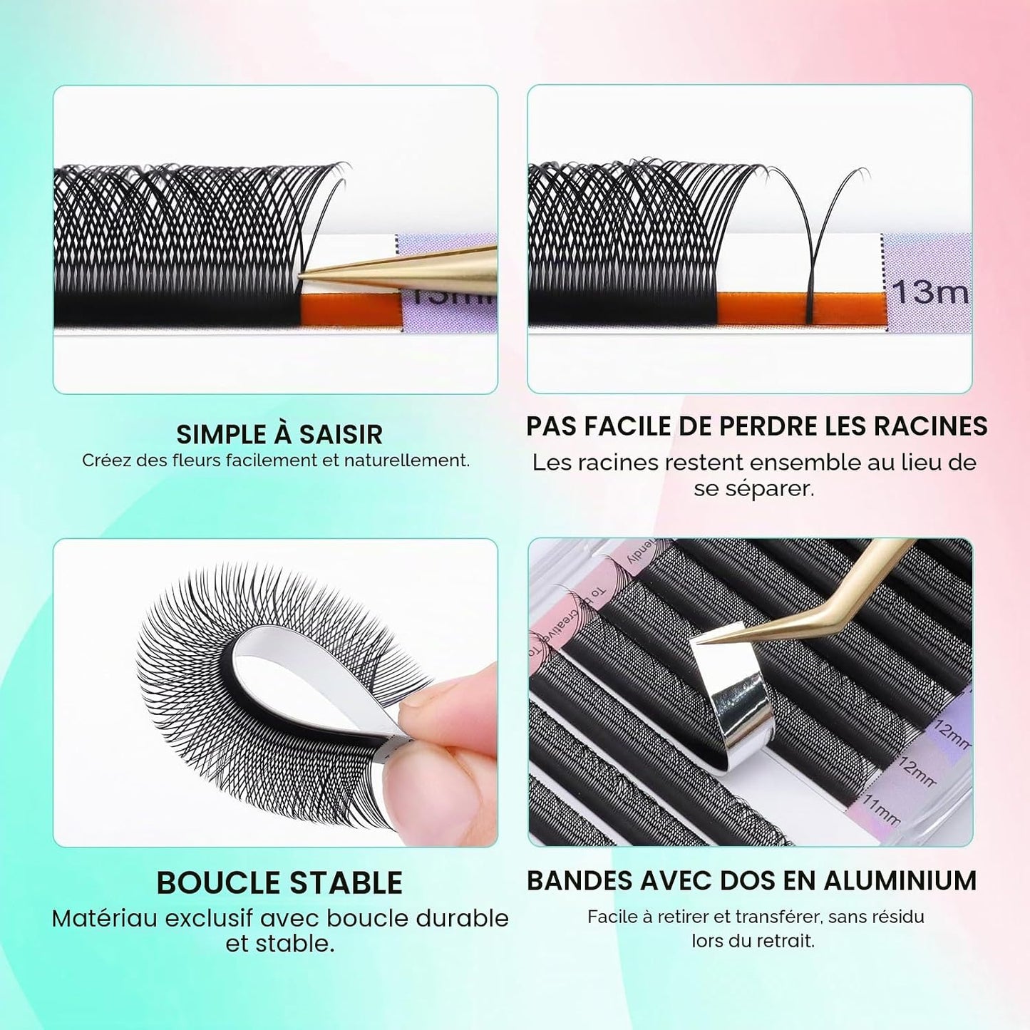 YY Cils 0.05 C 8-15Mm Mat Noir Volume Russe Éventails Préfaits | Double Pointes & Effet 4D Légers Doux Base Fine Moelleux Pour Une Application Rapide Et Un Fini Volume Uniforme Naturel