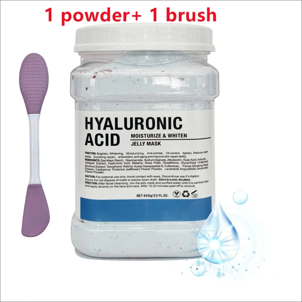 650G Chamomile Hyaluronic Acid Facial Moisturizing Mask Powder with Silicone Brush Increasing Skin Elasticity Rose Jelly Mask