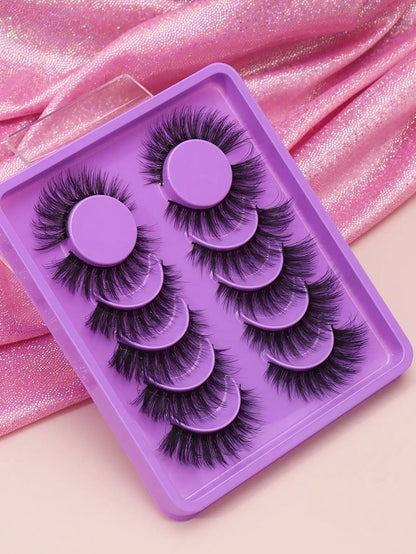 5 Pairs Cat Eye Lashes Faux Mink Eyelashes Winged End Eye Elongated Eyelashes Natural Long Manga Lashes Fake Lashes Makeup