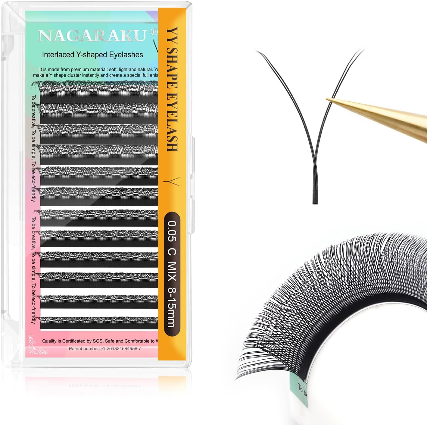 YY Cils 0.05 C 8-15Mm Mat Noir Volume Russe Éventails Préfaits | Double Pointes & Effet 4D Légers Doux Base Fine Moelleux Pour Une Application Rapide Et Un Fini Volume Uniforme Naturel