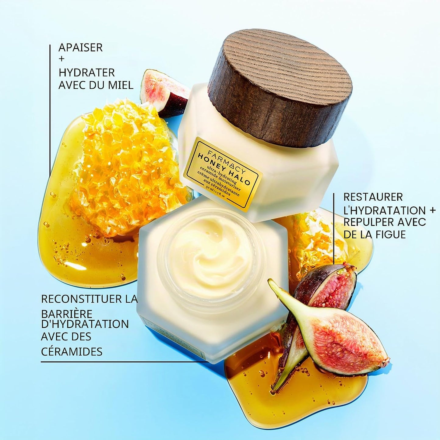 Crème Hydratante Pour Le Visage Honey Halo Ceramide - Lotion Hydratante Pour Le Visage Pour Peau Sèche (1,7 Once)
