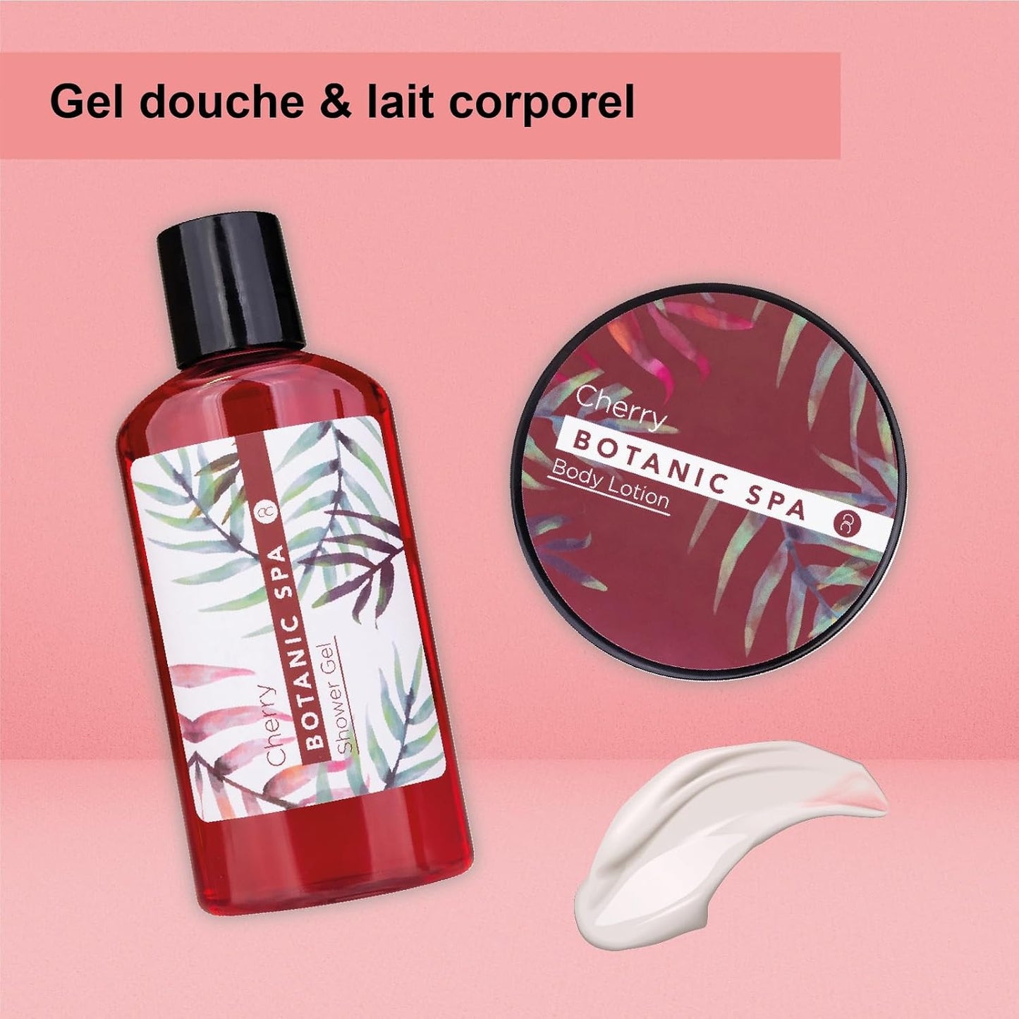 - Set De Bain Pour Femme CHERRY SPA Dans Un Panier - Set De Soins 4 Pièces Avec Gel Douche, Sel De Bain & Lotion Pour Le Corps - Cadeau Bien-Être Anniversaire Ou Saint-Valentin | 150 Ml De Gel Douche, 60 Ml De Lotion Pour Le Corps, 150 G De Sel De Bain, Éponge En Maille De 10 G, Panier En Jonc De Mer