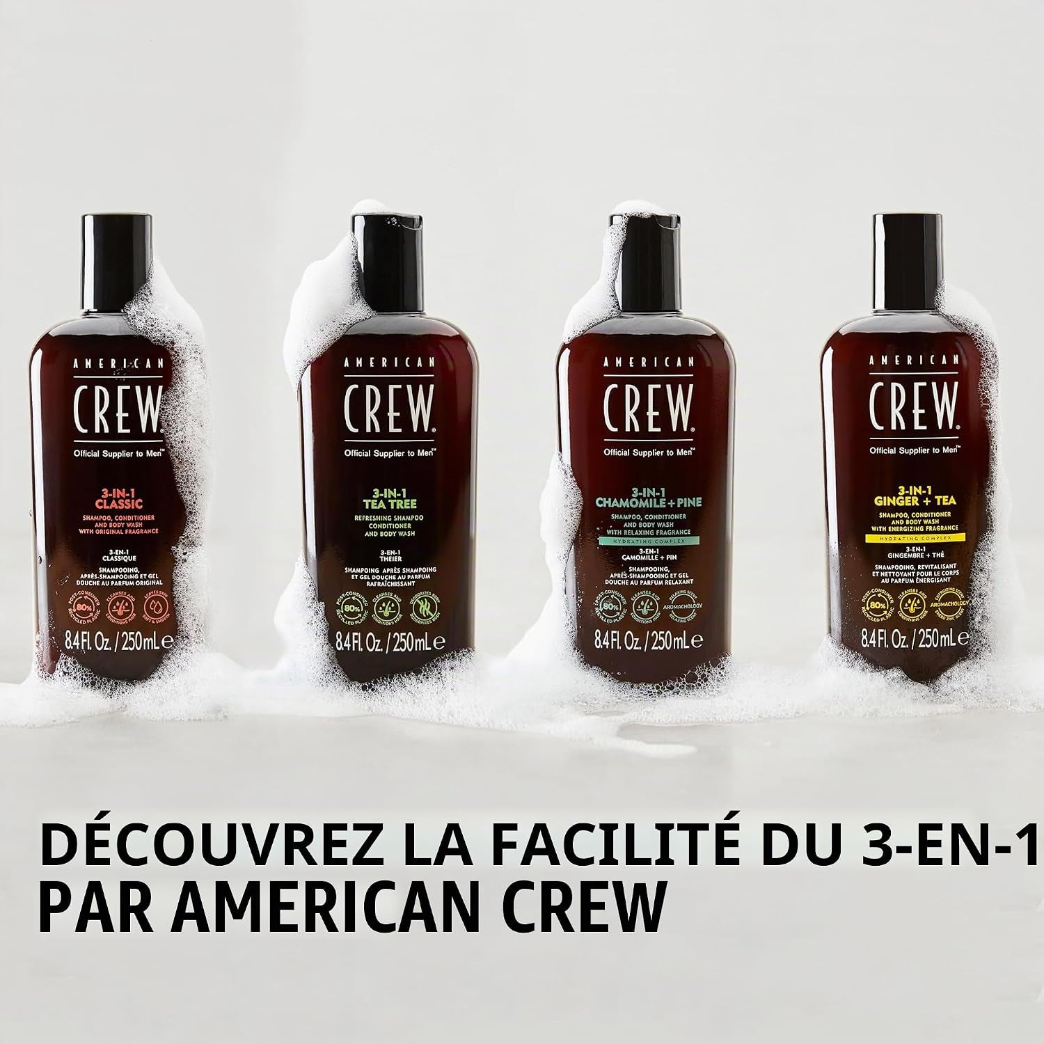 American Crew Shampoing 3 En 1 Corps Et Cheveux Original 1L | Shampooing, Après-Shampoing Et Gel Douche En Un Seul Geste, Revitalise, Hydrate Et Apaise Cheveux Et Corps.