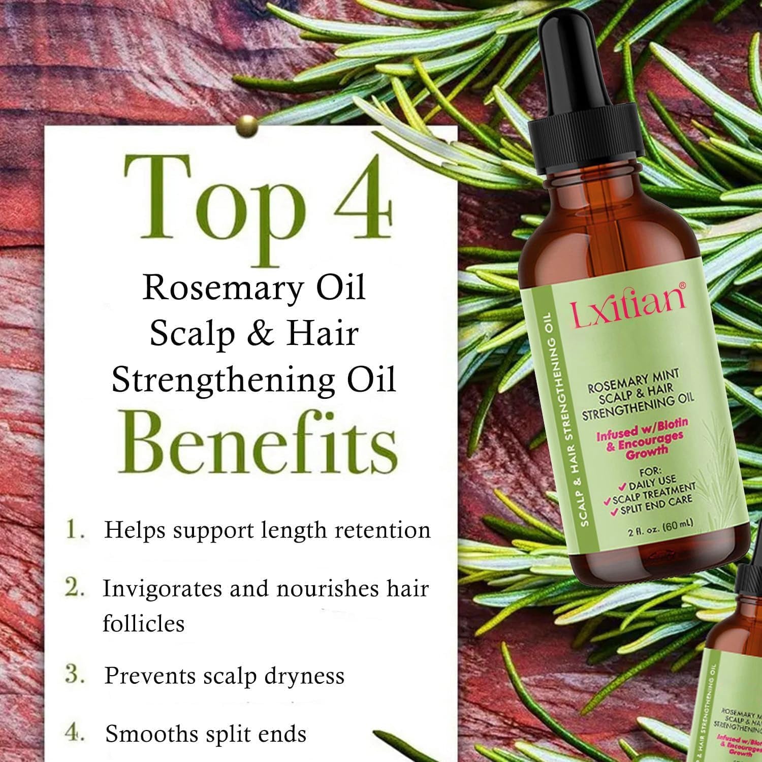 Huile De Romarin 100% Naturelle Pour Cheveux - Pure Organics Rosemary Mint Oil - Stimule La Croissance Et Prévient La Chute Des Cheveux